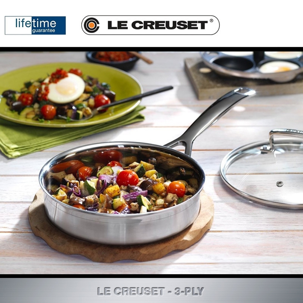 Le Creuset - 3-ply Sauté Pan with Poaching Insert