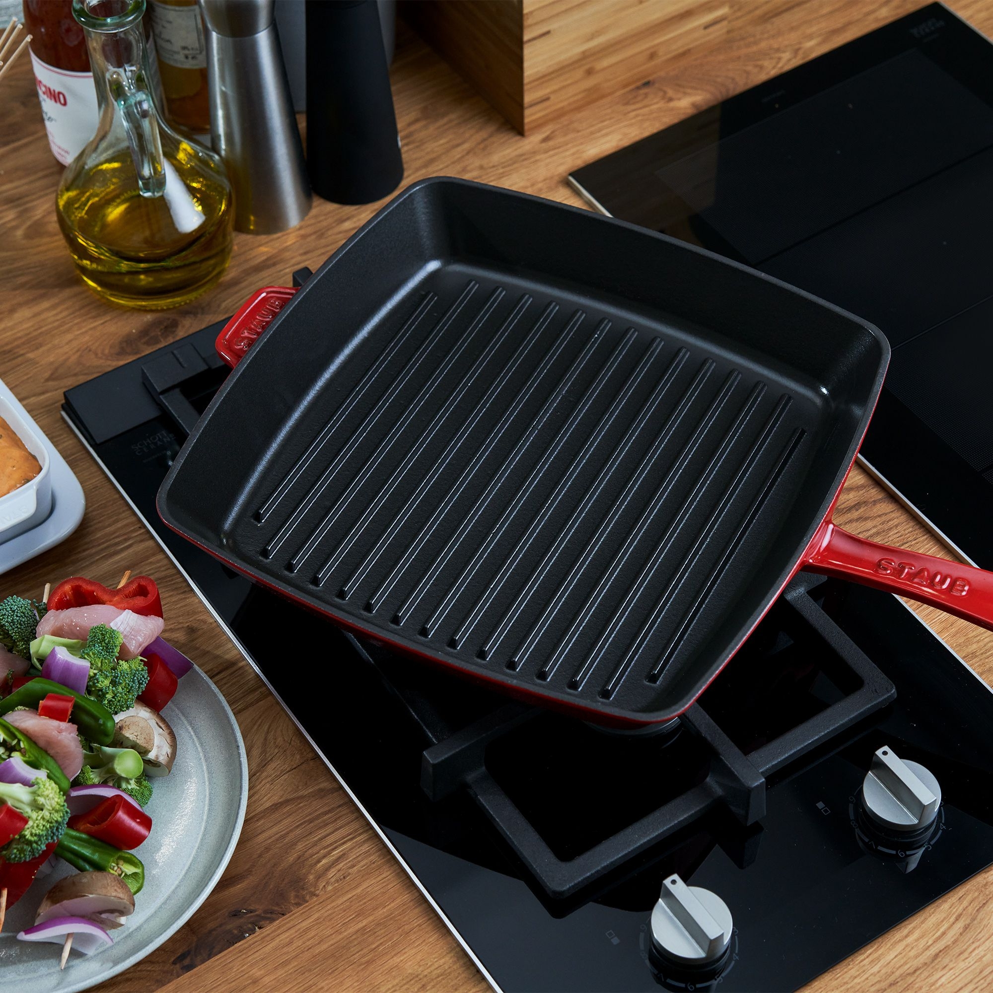 STAUB - grill pan | square | 30 cm | Red